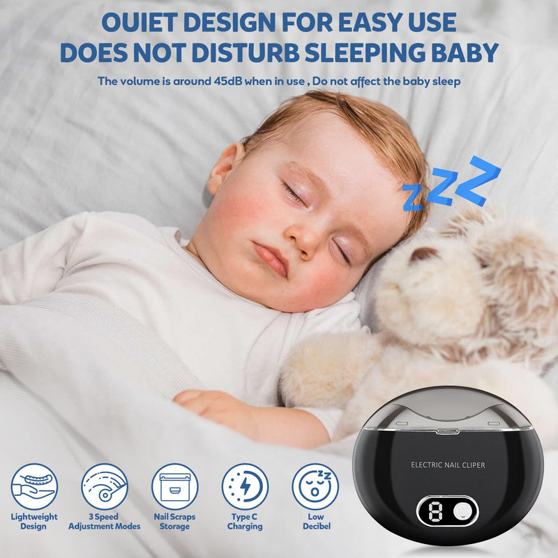 Electric Nail Clipper & Nail File - Baby Electric Nail File with Automatic Trimmer with LED Light - USB Rechargeable Electric Nail Clipper with Built-in Storage for Baby, Kids, Adults, Seniors