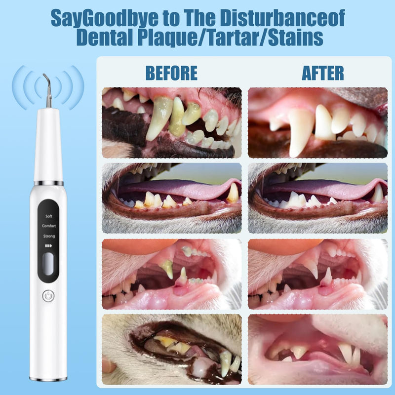 Dog Plaque Remover for Teeth, Pet Teeth Cleaning Products with LED-Light Waterproof Electric Cleaner Tartar Tooth Cleaner for Dogs and Cats Dental Care