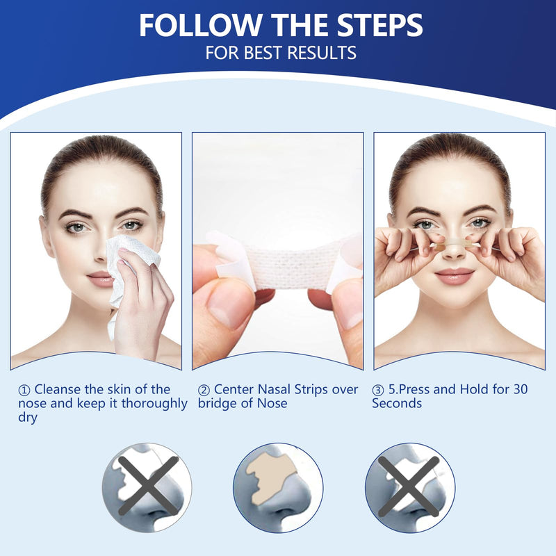MQUPIN 150 Counts Nasal Strips Upgraded, Drug-Free, Safe, Long Effect, Reduction Snoring, Nasal Strips for Snoring Congestion Relief(66mm*19mm) 1 - BeesActive Australia