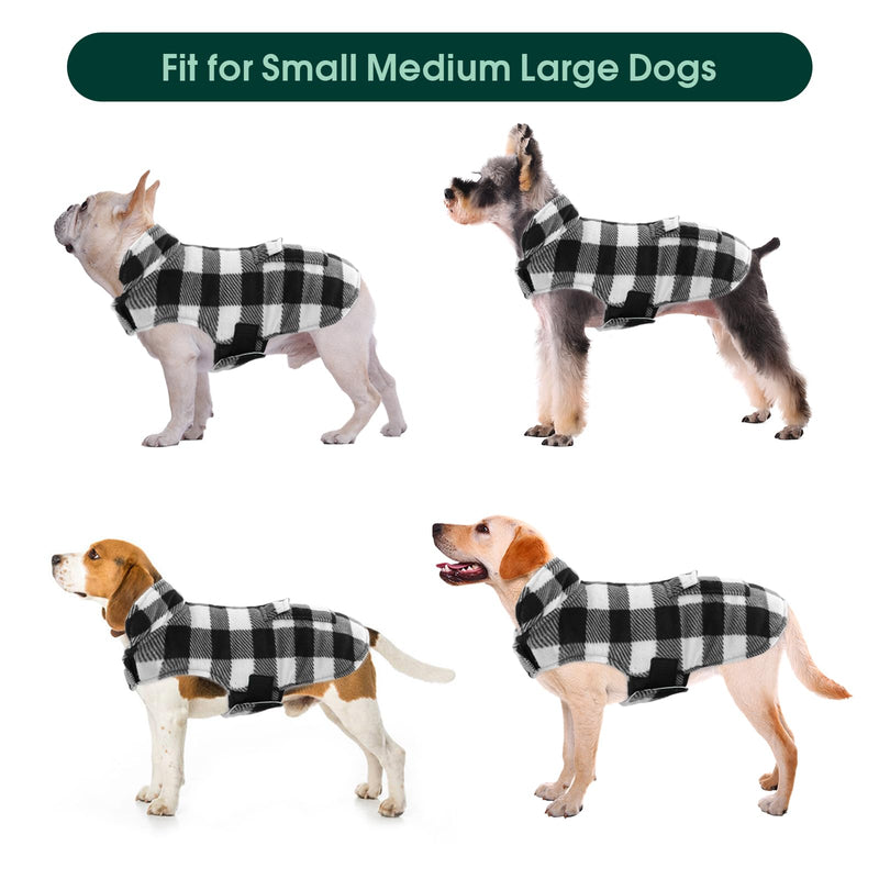Kuoser Dog Winter Coat, Windproof Dog Fleece Jacket British Style Plaid Cold Weather Dog Vest Coats, Reversible Cozy Warm Dog Clothes Pet Apparel for Large Size Dogs L White - BeesActive Australia