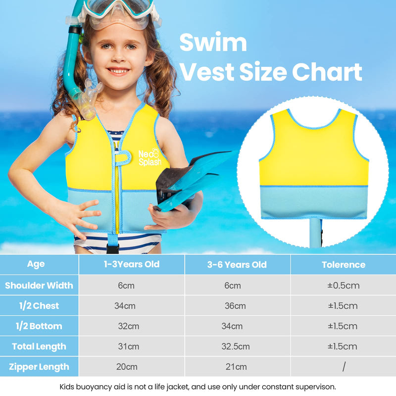Kids Swim Vest Neoprene Swimming Aid with Adjustable Safety Strap for Age 1-3 and 3-6 KS-GB - BeesActive Australia