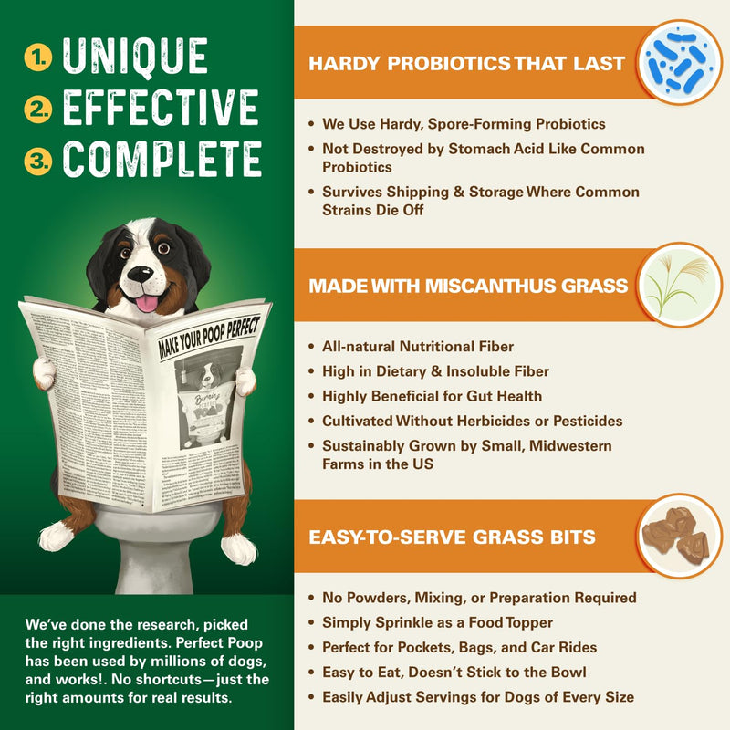 Perfect Poop Digestion & General Health Supplement for Dogs: Fiber, Prebiotics, Probiotics & Enzymes Relieve Digestive Conditions, Optimize Stool, and Improve Health (Cheddar Cheese, 4.2 oz) Cheddar Cheese