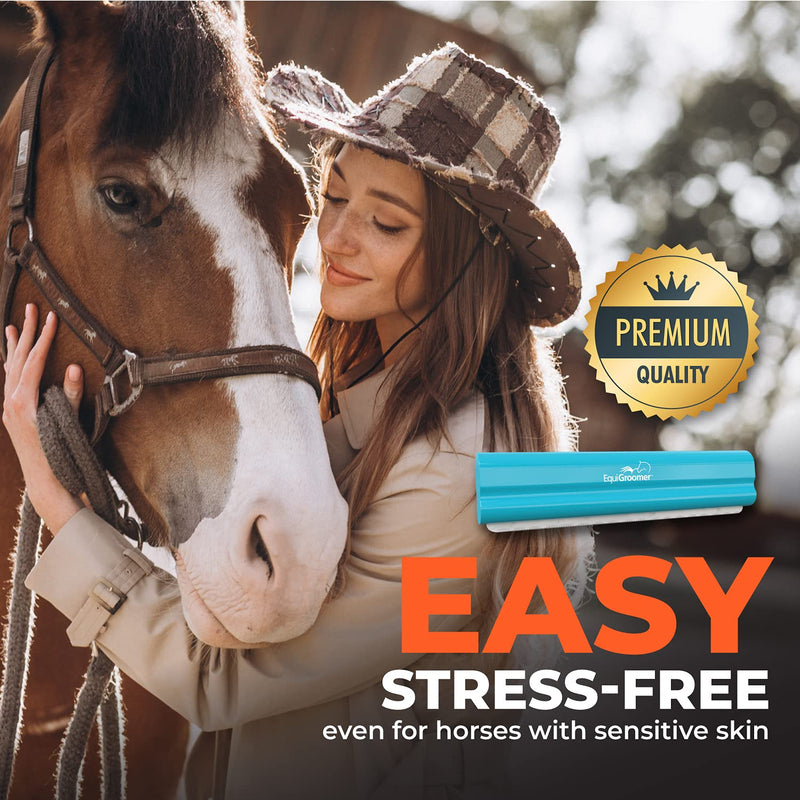 Deshedding 8" Brush for Horses | Turquoise | Undercoat Tool for Large Pets With Short and Long Hair | Comb Removes Loose Dirt, Hair and Fur | Professional Horse Brush for Grooming Shedding - BeesActive Australia