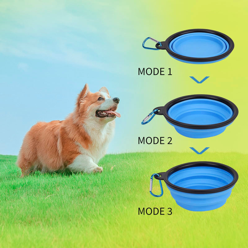 Collapsible Pet Bowls 5 Pack for Cats Dogs Outdoors Portable Feeding Watering Bowls for Traveling Hiking Walking Foldable Dishes with Carabiner (Red Pink Blue Green Yellow) - BeesActive Australia