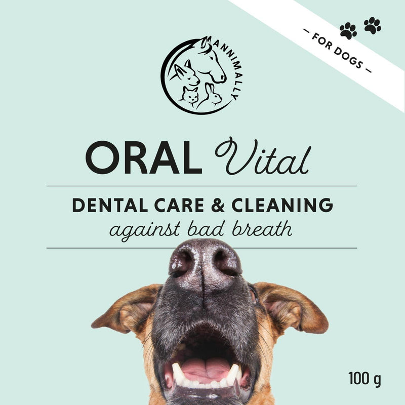 Annimally Oral Vital for Dogs 100 g - Daily Dental Powder with Eggshell Powder, Parsley, Seaweed, Peppermint & Spirulina, Made in Germany 100 g (Pack of 1)