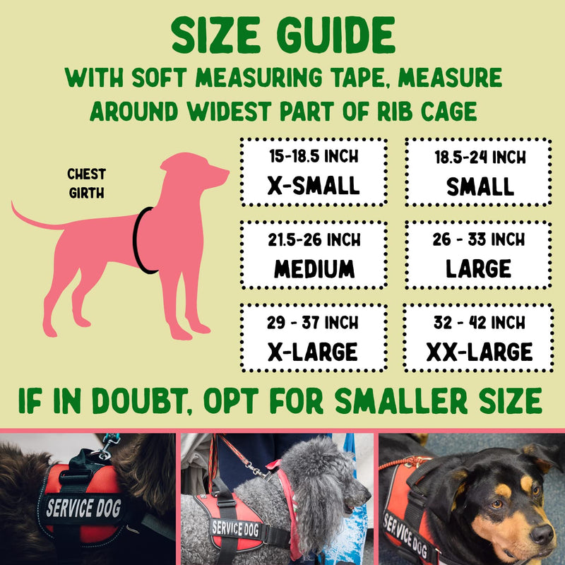 Service Dog Vest, ID Tag and ADA Info Cards - Harness in X Small to XX Large, Durable Metal Tag, 2-Sided Service Animal Cards. ESA Accessory Set SMALL (Chest: 18.5 - 24 Inch) - BeesActive Australia