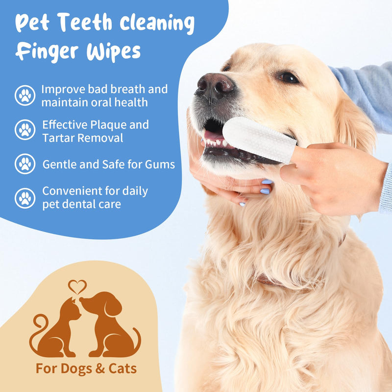 RWT Dog Teeth Cleaning Wipes, 60 Counts – Reduces Plaque and Tartar, Freshens Breath, Disposable Finger Wipes for Dogs & Cats Toothbrush Gentle Dental Care - BeesActive Australia