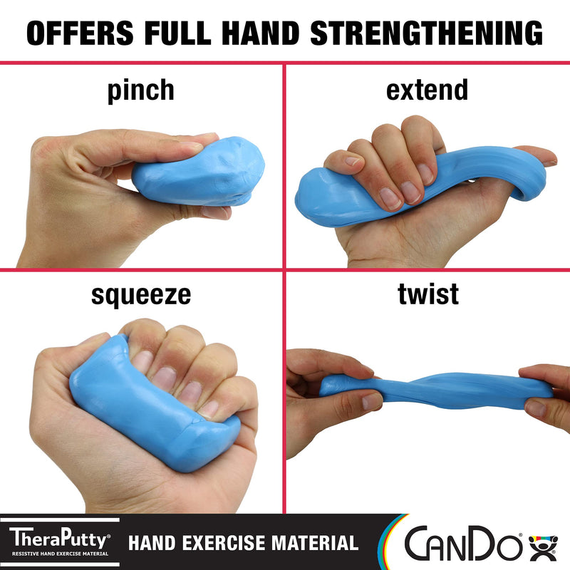 CanDo TheraPutty Standard 4oz Blue Firm Hand Exercise Putty For Rehabilitation, Exercises, Hand Therapy, Strengthening, Motor Skills, Stress Relief 4-ounce - BeesActive Australia
