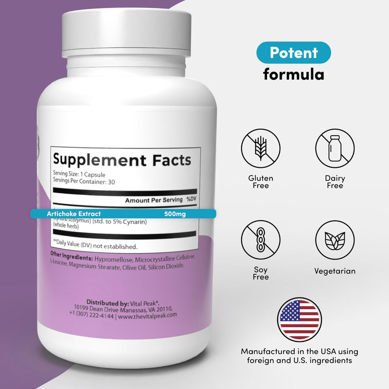 Artichoke 500 mg Supplement - Potent Artichoke Extract Capsules for Liver Health & Digestive Support - Artichoke Leaf Extract Promotes Energy & Focus - 30 Capsules 30 Count (Pack of 1) - BeesActive Australia