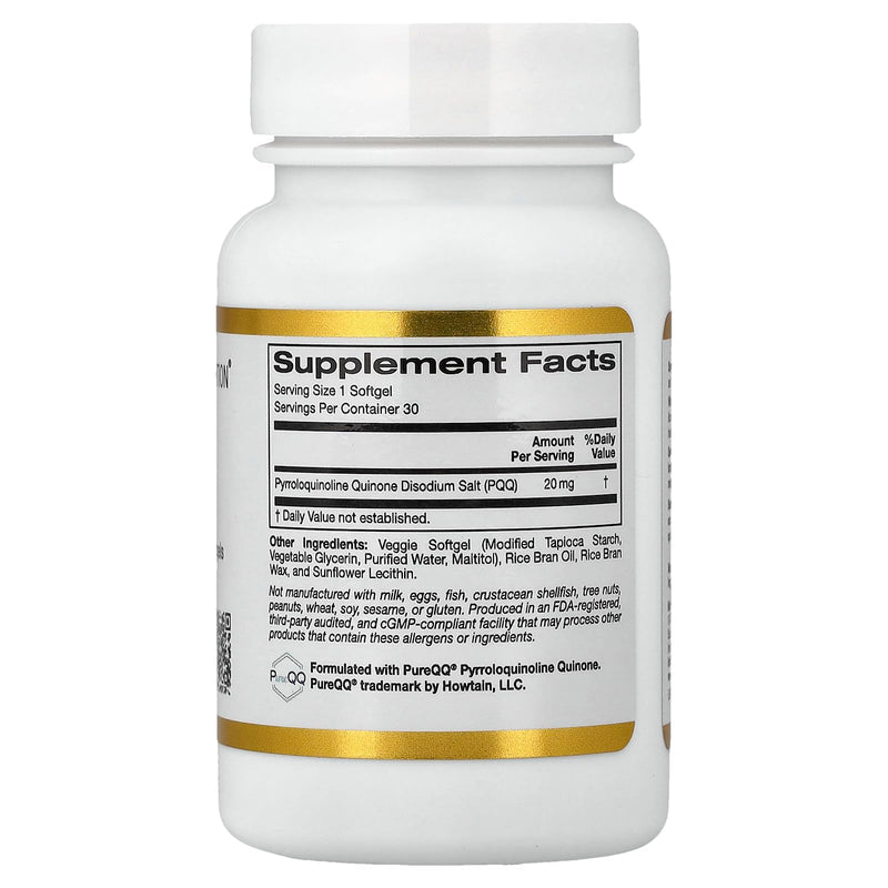 California Gold Nutrition PQQ, 20 mg, 30 Veggie Softgels