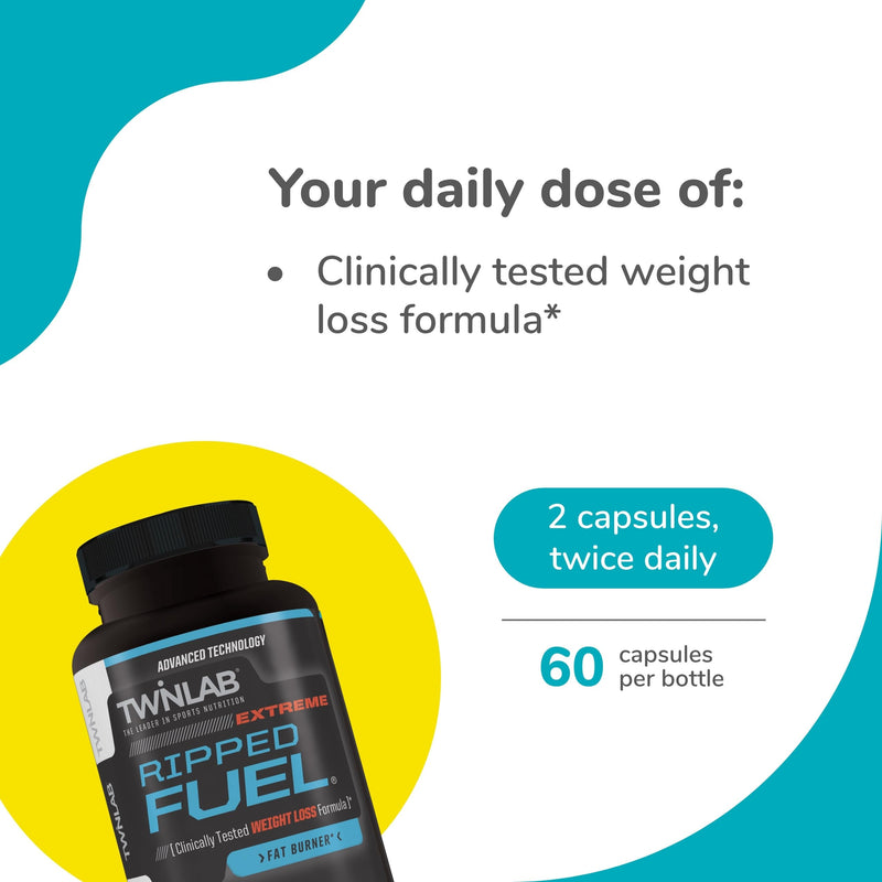 Twinlab Ripped Fuel Extreme - Energy Supplement to Support Weight Management & Muscle Health - 60 Capsules 1
