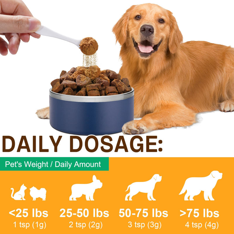Mushroom Supplement Powder for Dogs & Cats, 11 Beneficial Mushroom Complex for Immune Support, Cellular Protection, Heart & Brain Health Lion's Mane, Reishi & Turkey Tail, Bacon Flavor - 120g 120 g (Pack of 1)