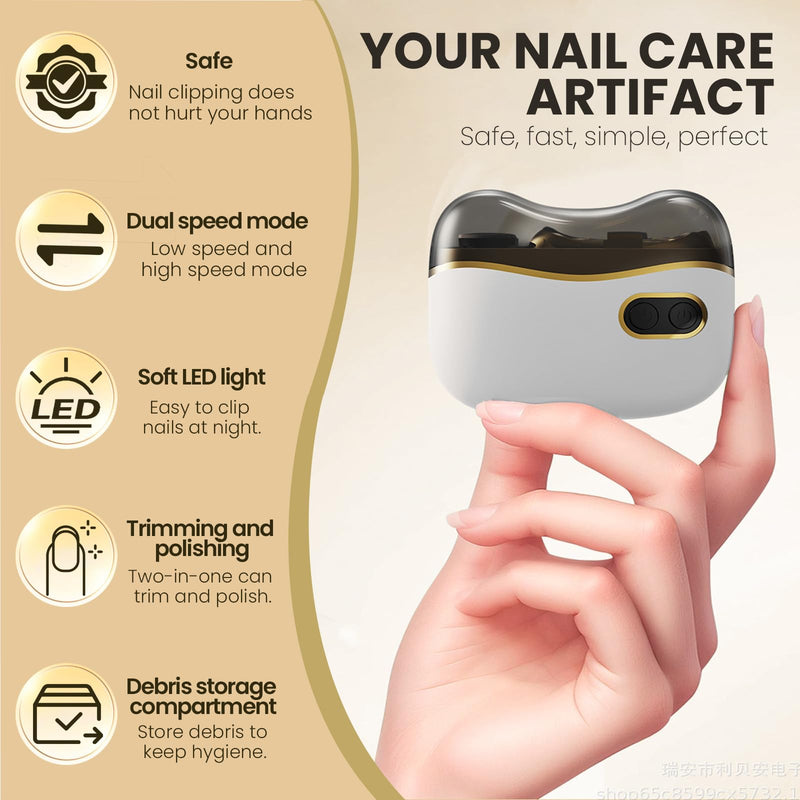 Electric Nail Clipper, Electric Automatic Nail Clippers with Light Nail Trimmer 2 Speeds Automatic Nail Clipper Storage Compartment with Debris, for Adults, the Elderly, and Children(White) White - BeesActive Australia