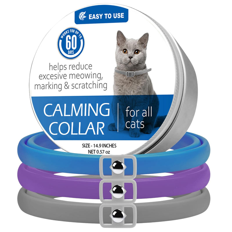 Wisebom Calming Collar for Cats 3Pcs, Natural Lavender Calming Collar Safe Waterproof Pheromones Cat Collars Adjustable Calming Collar Calming Cat Collar - BeesActive Australia