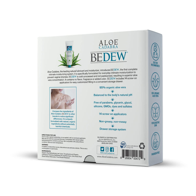 Aloe Cadabra BEDEW Organic Intimate Moisturizer System for Vaginal Dryness, Menopause and Personal Comfort with 14 Screw-on Applicators, 2.9 Ounce - BeesActive Australia