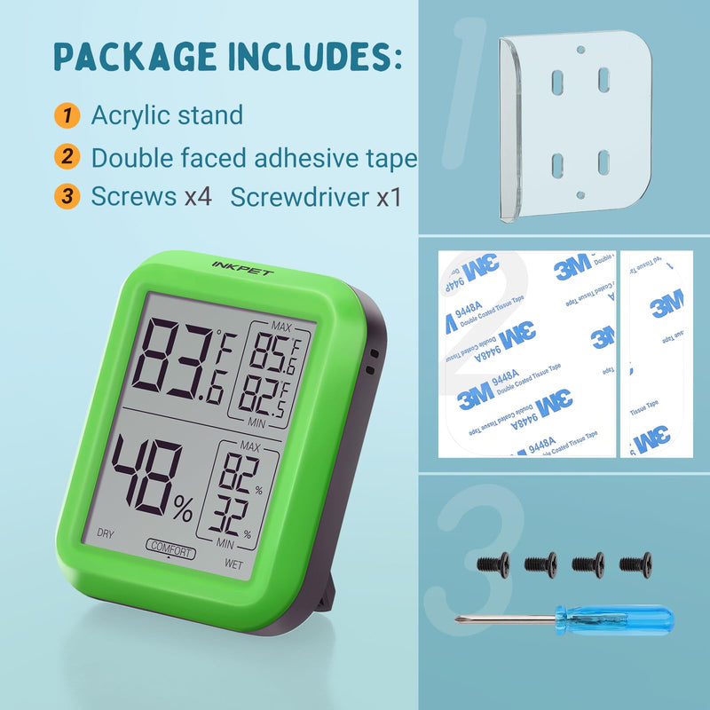 INKPET Reptile Thermometer Hygrometer Thermostat, with Max/min Record High-Accuracy Digial Display Ideal for Reptile Terrarium, Tank, Pet Rearing Box, Bearded Dragon, Leopard Gecko - BeesActive Australia