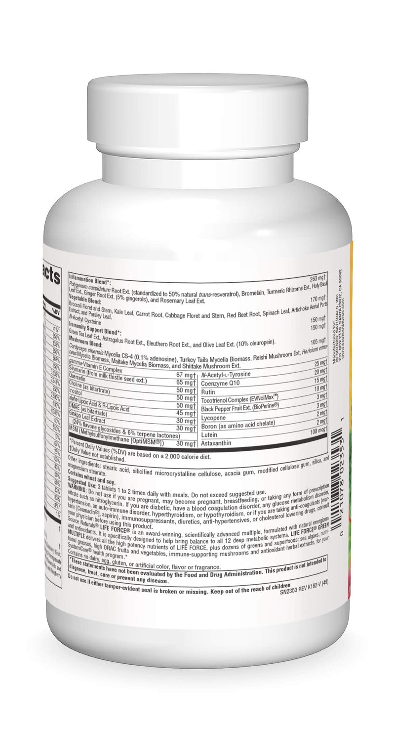 Source Naturals, Life Force® Green Multiple - 180 Tablets | Energy Activator with Superfoods* 180 Count (Pack of 1)