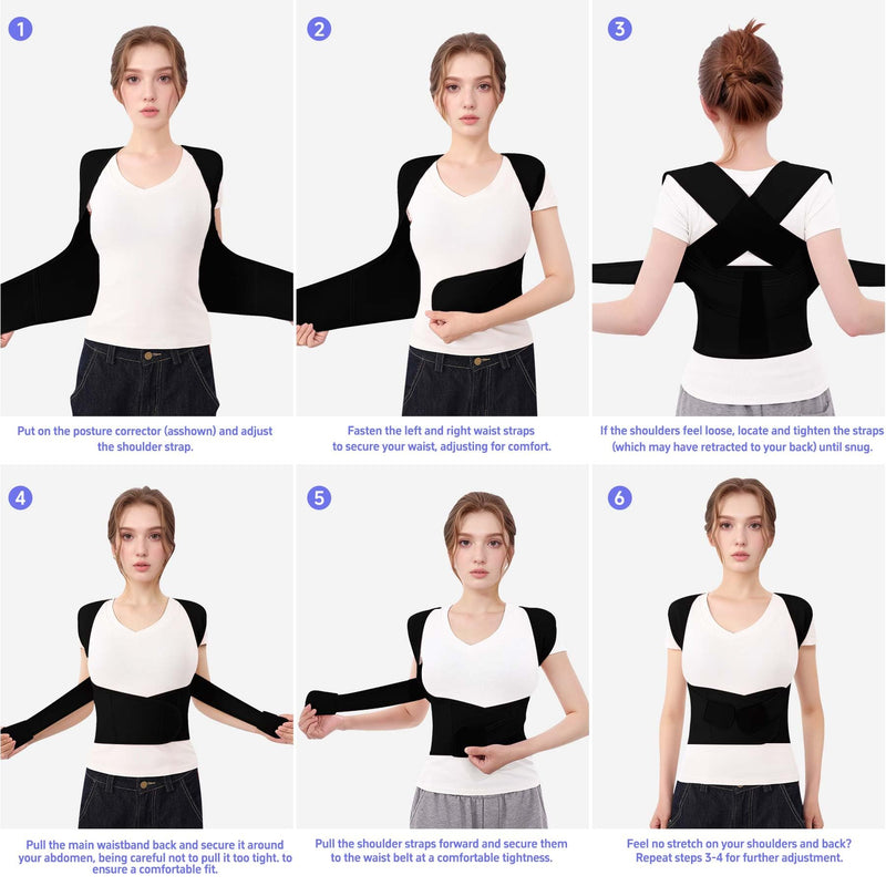 Back Brace Posture Corrector for Women And Men Support Straightener Scoliosis Upper Highest Rated Hunchback Thoracic Device Straps Upright Full Shoulder Fixer Body Poster Trainer Black Medium