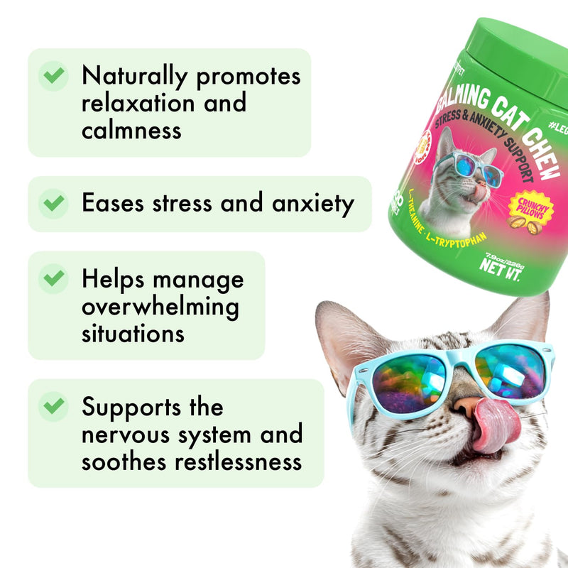 LEGITPET Calming Cat Treats for Anxiety & Stress – Daily Crunchy Chews for Cats with L-Theanine & L-Tryptophan – Supports Calm Behavior & Balanced Mood – Chicken Flavor, 500 Chews