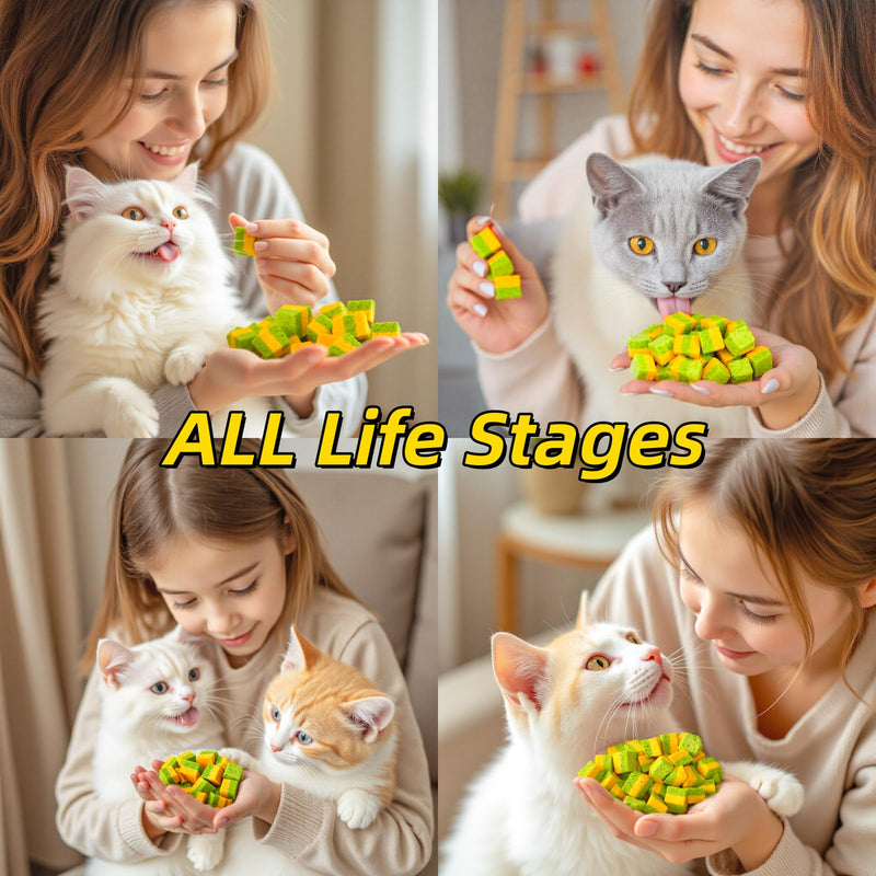 Cats Toy Kitten Grass Treats 140g/4.94oz Freeze Dried 2 in 1 Fish Oil Cat Chew Stick Pellet for Hairball Removal Kitty Catnip Snack Chicken Flavor for Cleaning Teeth & Dental Care Food Indoor