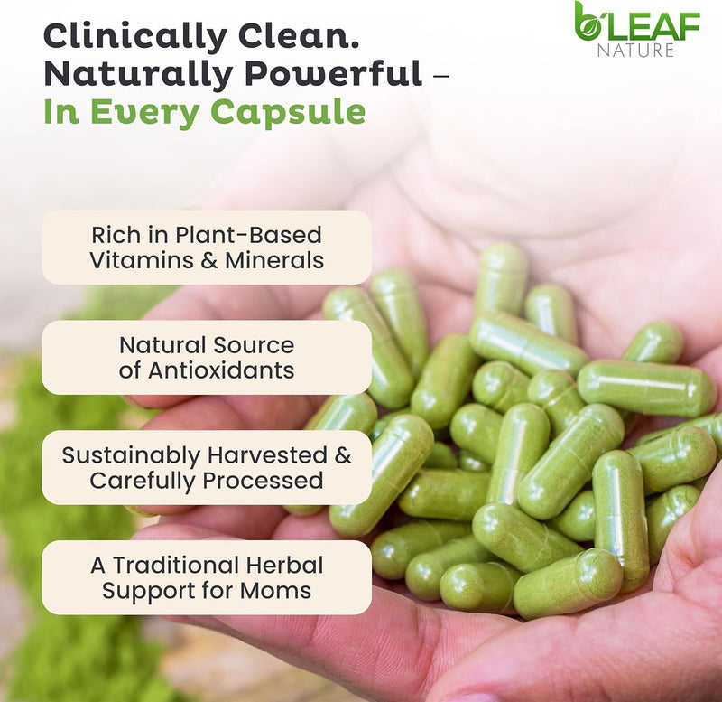 B'LEAF NATURE 2-Pak Moringa Oleifera Capsules, 1000mg, 360 Count | Moringa Powder, Pure Moringa Leaf, Energy Natural Wellness & Immune Support, Vegan, Non-GMO 180 Count (Pack of 2)