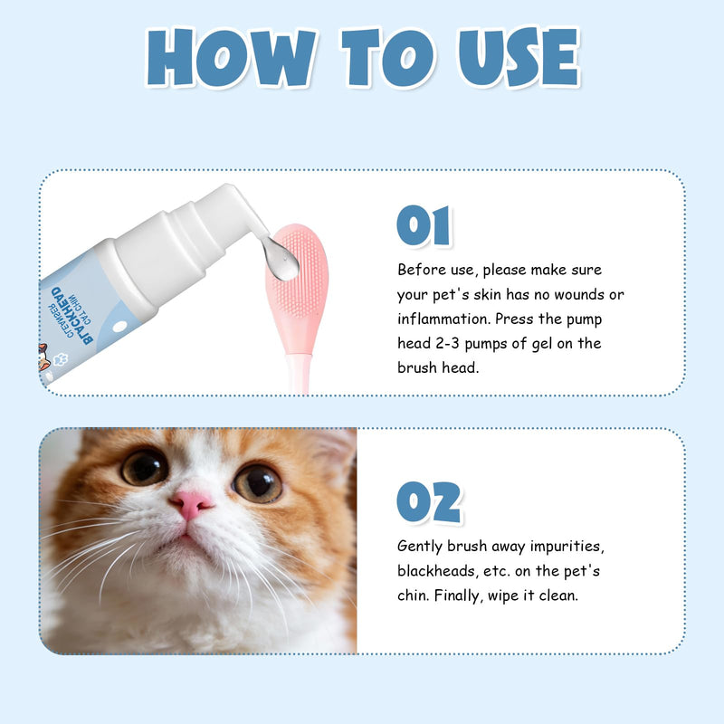 Cat Chin Acne Care Kit, Chin Cleaner with Silicone Cat Brush, Gently Cleansing Blackheads Exfoliation Keeps Cats Chins Clean