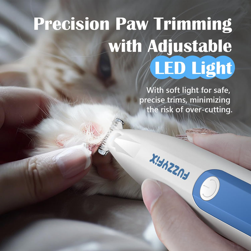 Dog Paw Trimmer with LED Light, 18 mm Widen Blade, Low Noise Dog Clippers for Grooming, Type-C Rechargeable Dog Grooming Clippers for Paws, Eyes, Ears, Face, Rump Light Blue - BeesActive Australia