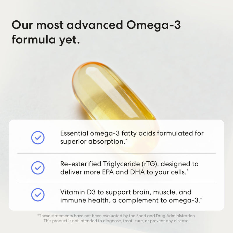 USANA - BiOmega Premium Omega-3 Support Formula - 56 Capsules | Includes EPA & DHA Omega-3s, rTG Fish Oil, 1,000 Mg Omega-3s and Vitamin D For Heart, Brain, Eye and Cellular Support