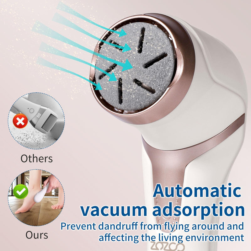 Electric Foot Callus Remover with Dander Vacuum, Rechargeable Waterproof 3 Roller & 2 Speeds Foot File,Professional Portable Pedicure Tool for Care of Dead Skin,Chapped,Callus,Cracks - BeesActive Australia