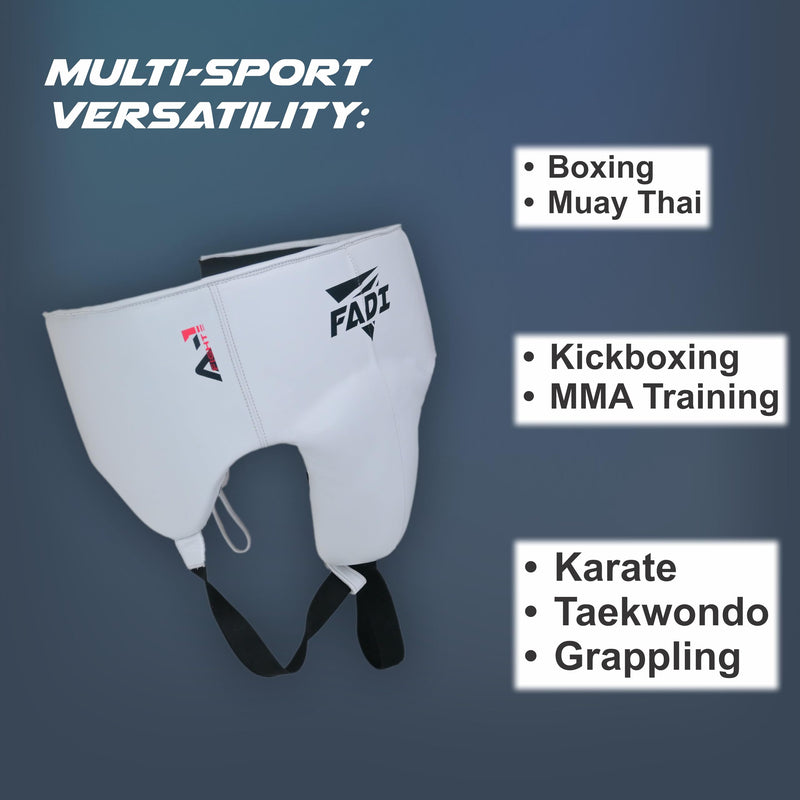 Authentic Series A1 Cowhide Leather Groin Protector - Groin Guard with Protective Cup for Boxing, Muay Thai, Kickboxing, MMA Training, Karate, Taekwondo White Medium - BeesActive Australia