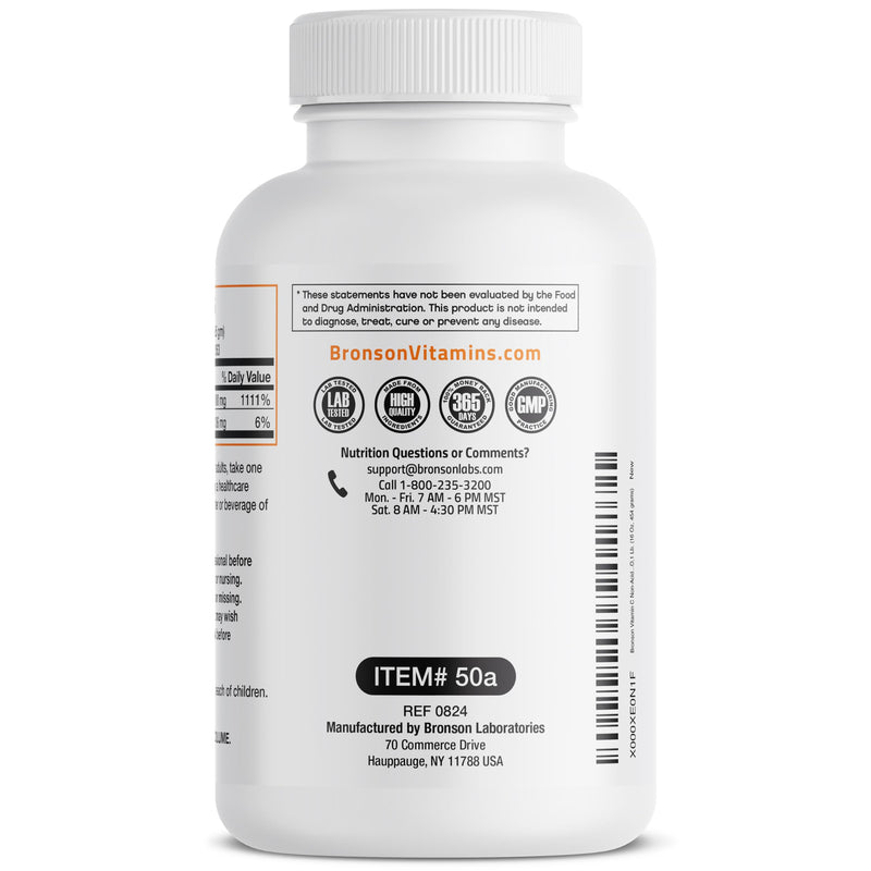 Bronson Vitamin C Powder, Non-Acidic Sodium Ascorbate, 1 lb (16 oz) | 1000 mg per 1/4 tsp (Approx.), Soluble Fine Crystals, Gentle on the Stomach, Antioxidant & Immune Support, Non-GMO Unflavored 16 Ounce (Pack of 1)