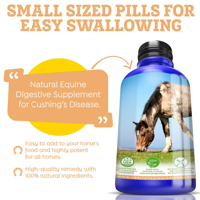 Healthy Animals 4Ever All-Natural Equine Digestive Supplement for Cushing’s Disease - Helps Prevent Further Horse Health Issues - Supplements for Horses - Homeopathic & Highly Effective - 300 Tablets - BeesActive Australia
