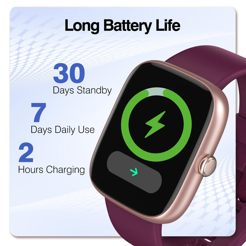 DAVIKO Smart Watch Senior Friendly Large Font No App/Phone Required Fitness Tracker, Waterproof Pedometer Watch with Step Counter Calories/Sleep Tracker for Walking Running for Men Women Purple - BeesActive Australia