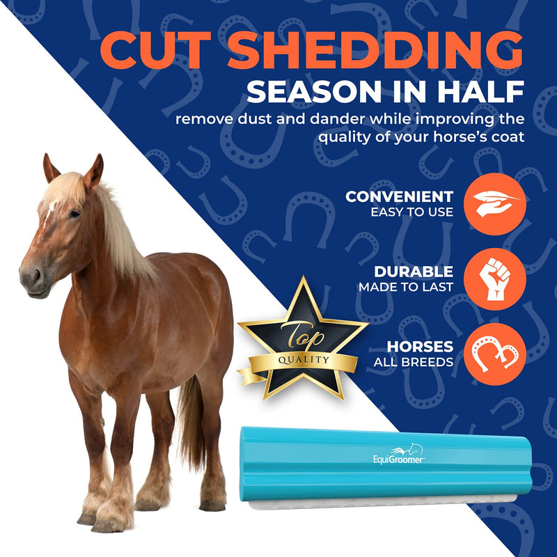 Deshedding 8" Brush for Horses | Turquoise | Undercoat Tool for Large Pets With Short and Long Hair | Comb Removes Loose Dirt, Hair and Fur | Professional Horse Brush for Grooming Shedding - BeesActive Australia