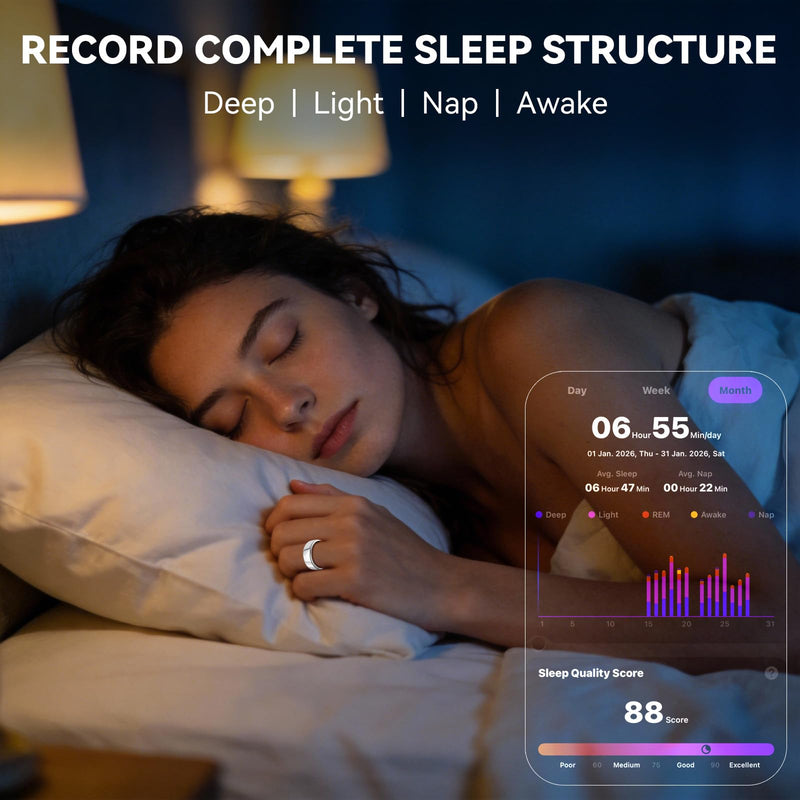 Smart Ring for Women Men,Fitness Tracker,Health Ring,Sleep Tracker Black 7