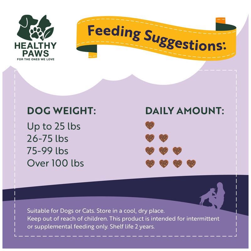 Healthy Paws 8-in-1 Dog Multivitamin Treats – Daily Supplement for Brain, Heart, Joints, Skin, Coat, Immunity, Digestion & Energy – Suitable for Small, Medium & Large Dogs