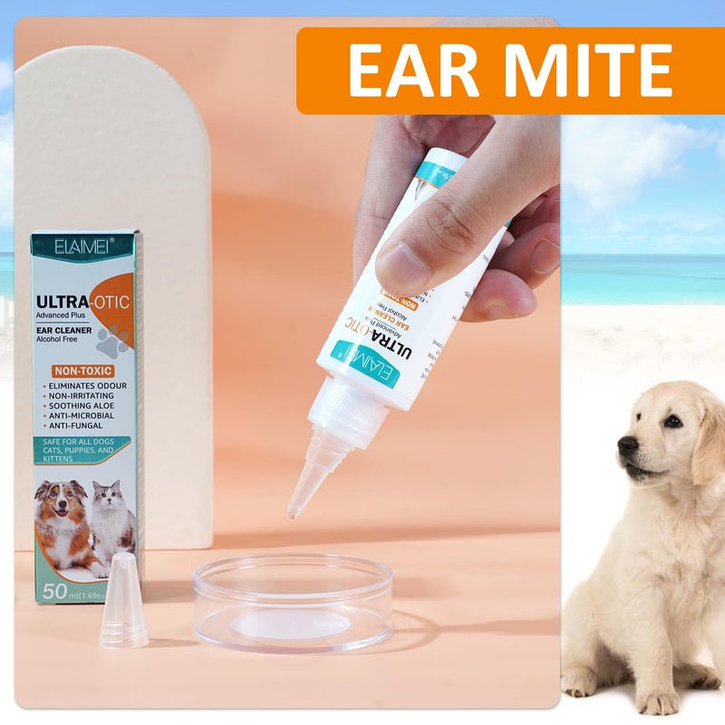 Ear Cleaner for Dogs, 50ml Dog Ear Drops, for Dogs Yeast Infection, Ear Care for Dogs Relief Dog Itchy Ears, Dog Ear Cleaner is an Antibacterial, Non Irritating Ear Drops for Dogs and Cats