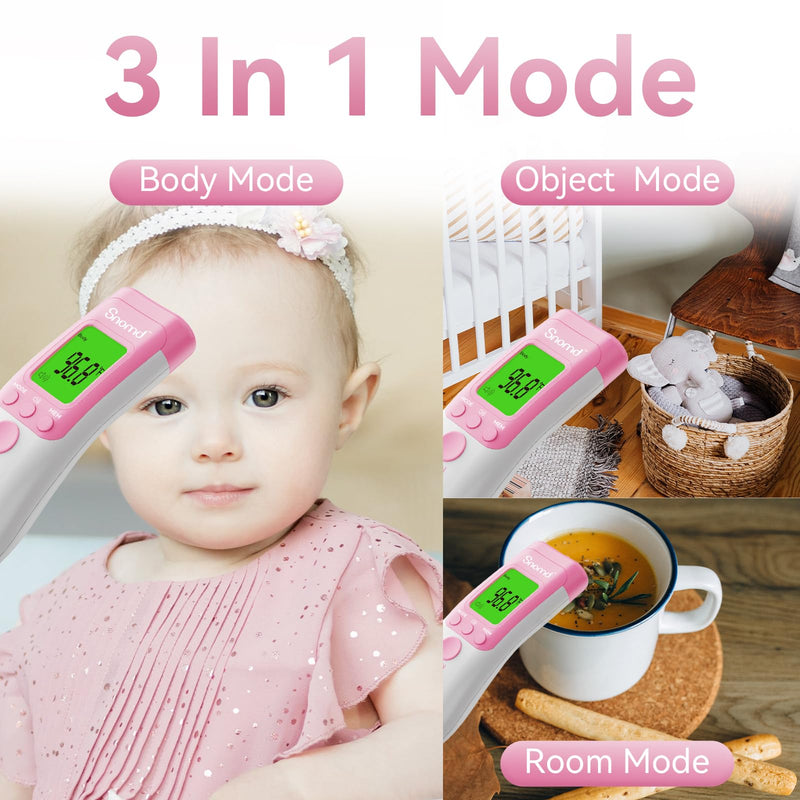 Digital Non-Contact Infrared Forehead Thermometer for Adults, Kids, and Baby, 3-in-1 Medical Grade Thermometer with Fever Indicator, Instant Reading, Backlit LCD Display JXB-183