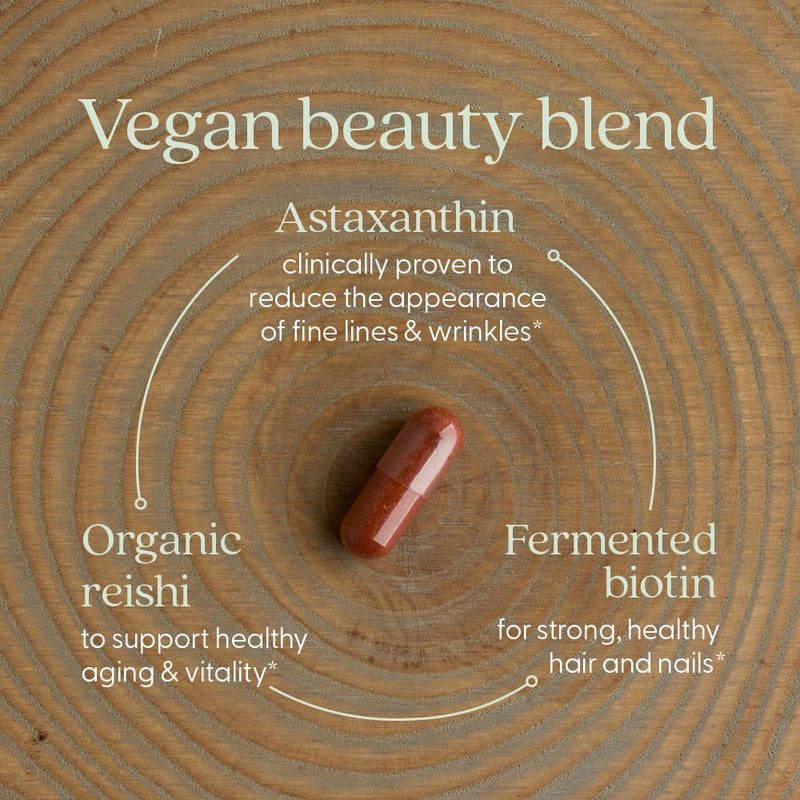 New Chapter Vegan Fermented Biotin Supplement, 60 Count | Hair, Skin, and Nails Vitamins with Fermented Biotin and Astaxanthin for Beauty Support, Vegan Formula