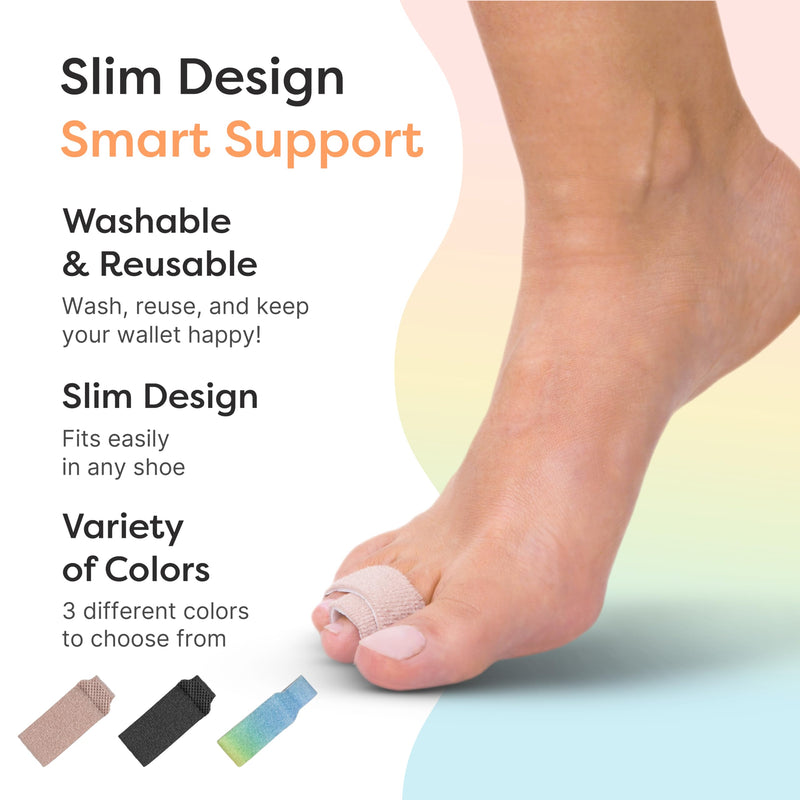 ZenToes Hammer Toe Corrector for Women & Men - Reusable Fabric Buddy Wraps for Broken Toes - Cushioned Toe Splint for Protection & Recovery & Hammertoe Straightener - 4 Count (OSFM, Firm Beige) OSFM (4 Count) Firm Support Beige