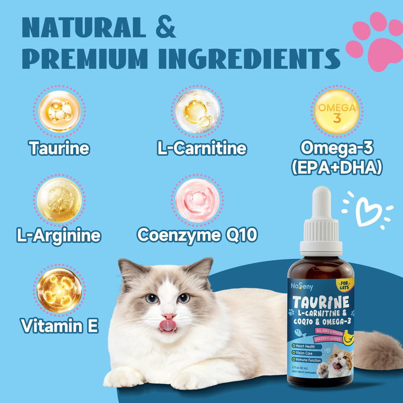 Taurine Drops for Cats - Supports Heart, Vision, Energy & Vitality, Immune System Health, Mushroom for Dogs & Cats, Support Immune System, Digestion, Skin & Coat,