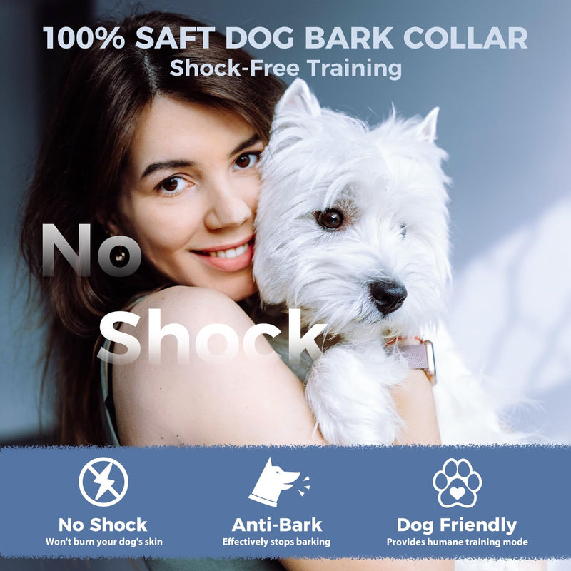 Anti-Bark Collar for Small Dogs, No Shock Bark Collar with Beep & Vibration, 1-5 Sensitivities Adjustable, Rechargeable Dog Barking Collar, IP67 Waterproof - Humane and Safe, Baby Pink - BeesActive Australia