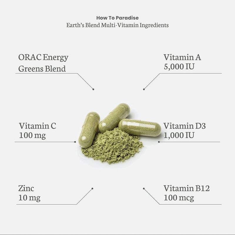 Paradise Herbs & Essentials Once Daily Multivitamin No Iron 30 Count | Vitamins A, B12, C, D and K2 with 48 organic superfoods, probiotics and antioxidants for immune support. 30 Count (Pack of 1)