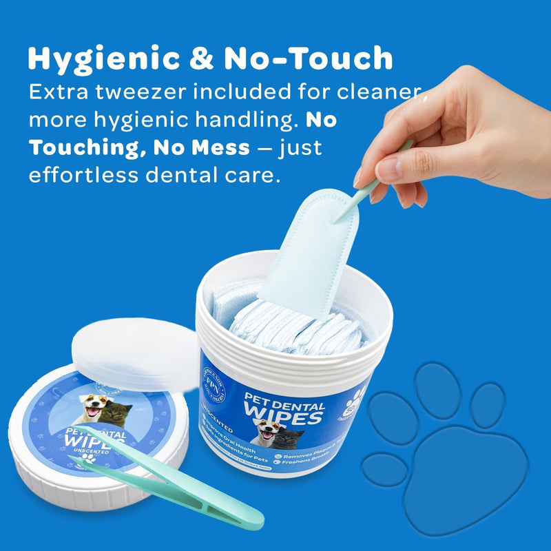 FPN Pet Dog teeth cleaning Finger Wipe – 50-Count Disposable Teeth & Gum Cleaning Dental Wipes for Dogs & Cats, Embossed Finger Pads for Plaque & Tartar Removal, Breath Freshening, No-Rinse Oral Care