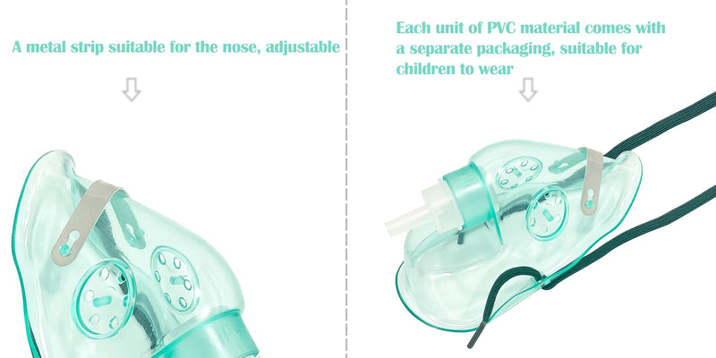 3 Pack Oxygen Mask Pediatric Standard with 6.6' Tube & Adjustable Elastic Strap - Size S S-3pcs（Child） - BeesActive Australia
