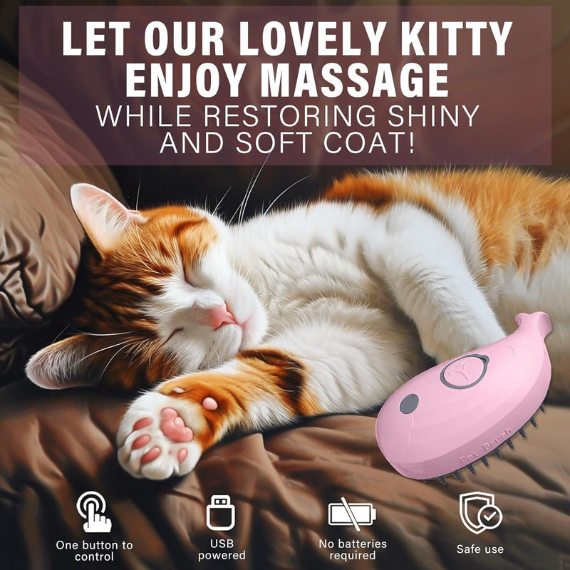 Cat Steam Brush, 3 In1 Steamy Cat Brush, Steam Brush for Cats, Steamy Cat Brush, Rechargeable Silicone Steam Pet Brush, Eliminate Flying Hair with Pet Grooming Brush and Extra Infrared Cat Toy Purple - BeesActive Australia