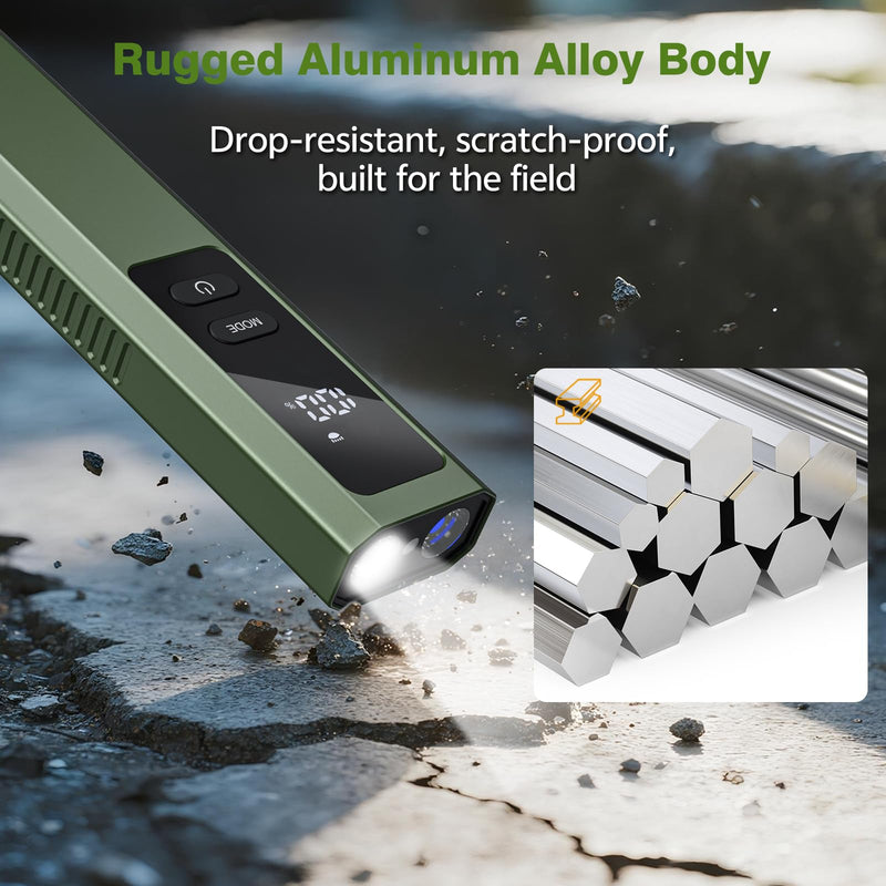 EDC Flashlight 4 in1 Magnetic Flashlight High Lumens Work Light with Green Beam & UV & Warning Light Combo EDC Flashlight Rechargeable LT-010 (Green) - BeesActive Australia
