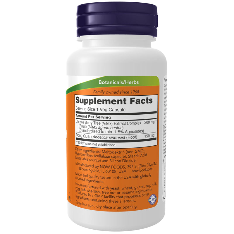 NOW Supplements, Chaste Berry Vitex Extract 300 mg with Dong Quai, Women's Health*, 90 Veg Capsules Unflavored 90 Count (Pack of 1) - BeesActive Australia