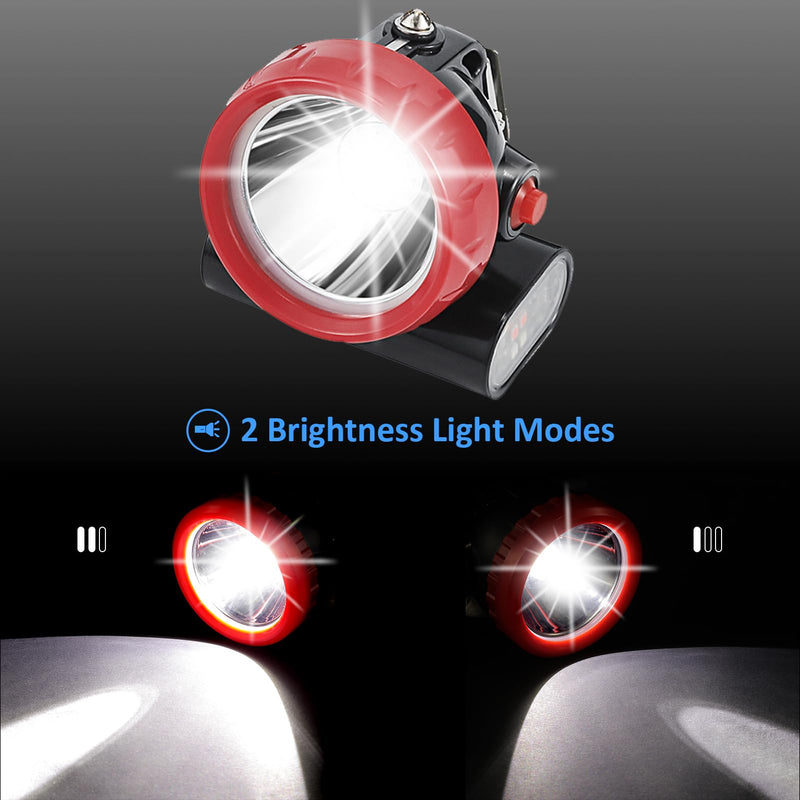 Mining Headlight Anti-Explosion Coal Miners Rechargeable Headlamp 7000LUX Brightness with Warning Light, Waterproof Head Lamp for Underground Work Red