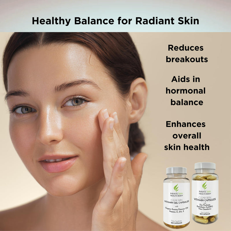 Clear Skin Acne Vitamin System | 20 Antioxidants, Botanicals & Minerals | Capsules | 60 Count | Pack of 2 60 Count (Pack of 2)